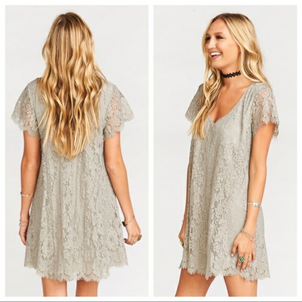 Show me your MuMu Kylie mini gray lace dress